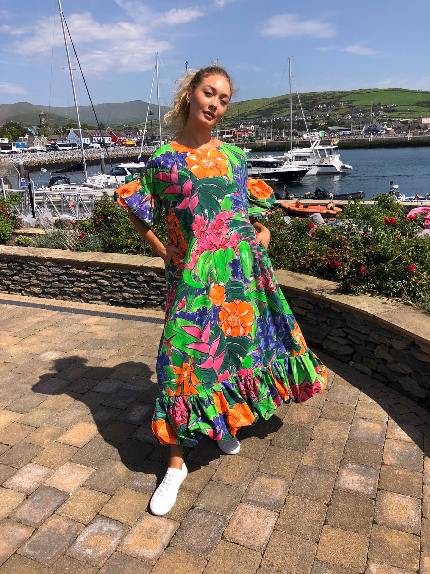 Handpainted Cotton Maxi Dress