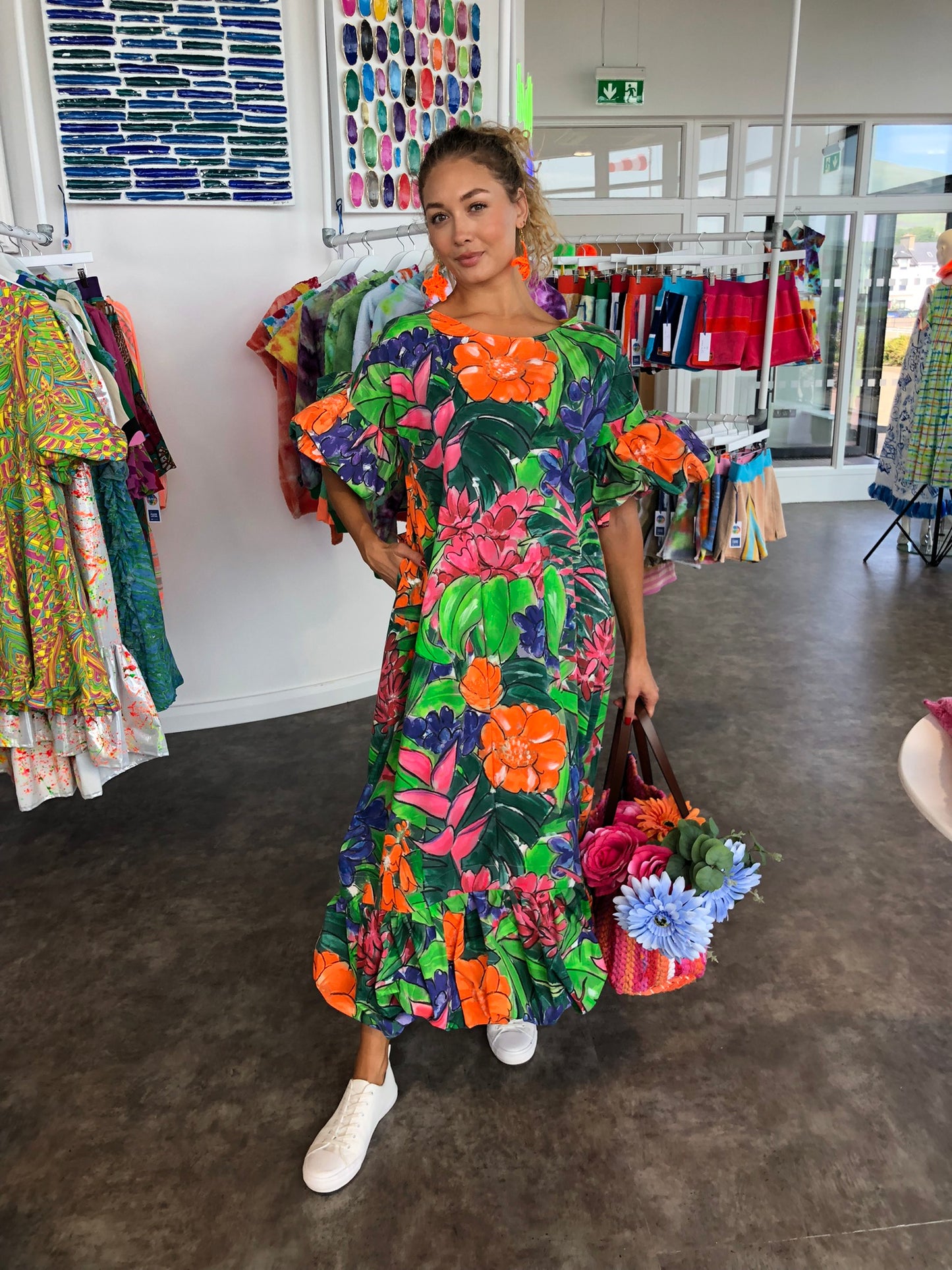 Handpainted Cotton Maxi Dress
