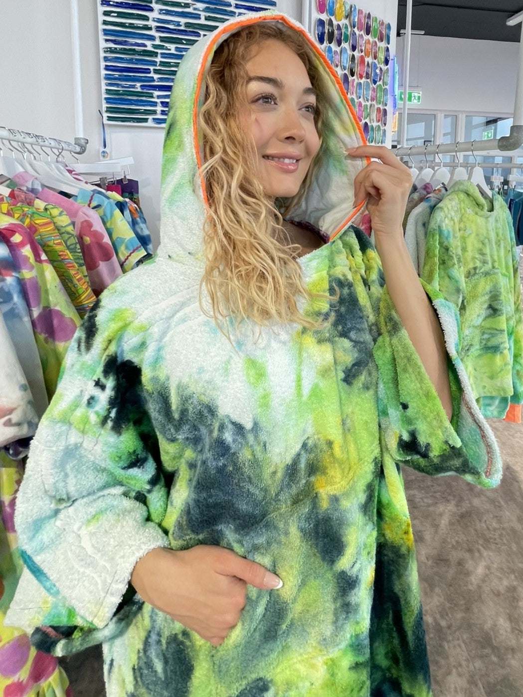 Ice-Dyed Swim Poncho / Swimrobe
