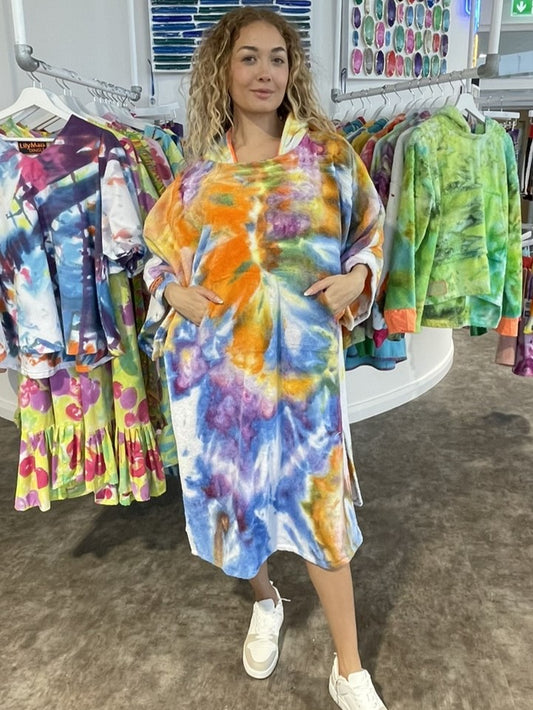 Ice-Dyed Swim Poncho / Swimrobe