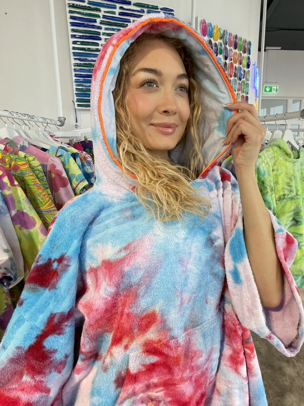 Ice-Dyed Swim Poncho / Swimrobe