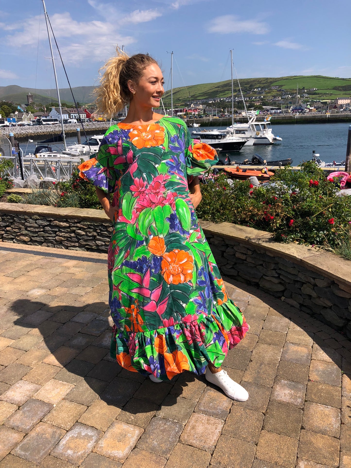 Handpainted Cotton Maxi Dress