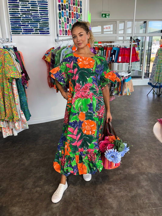 Handpainted Cotton Maxi Dress