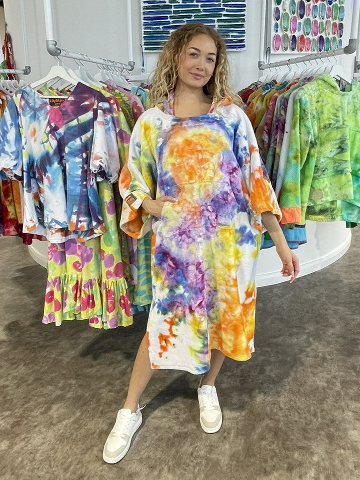 Ice-Dyed Swim Poncho / Swimrobe
