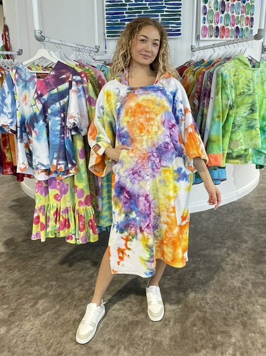 Ice-Dyed Swim Poncho / Swimrobe