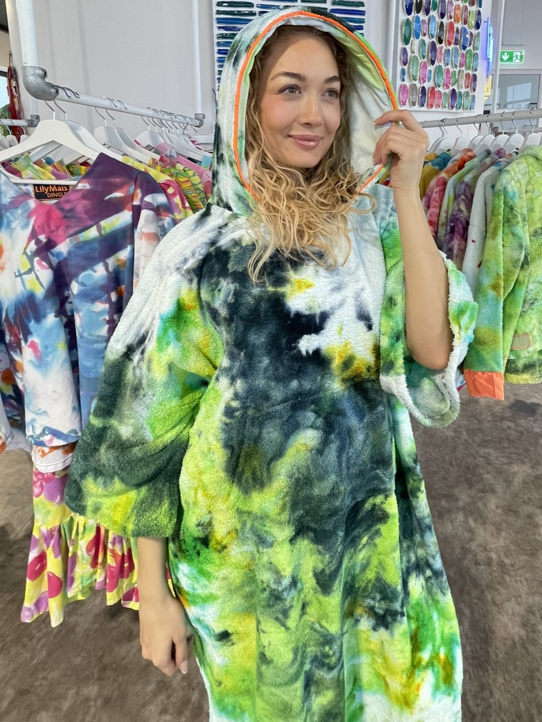 Ice-Dyed Swim Poncho / Swimrobe