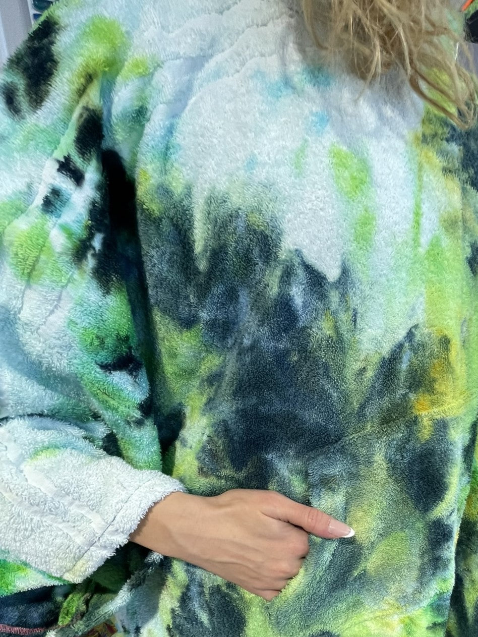 Ice-Dyed Swim Poncho / Swimrobe