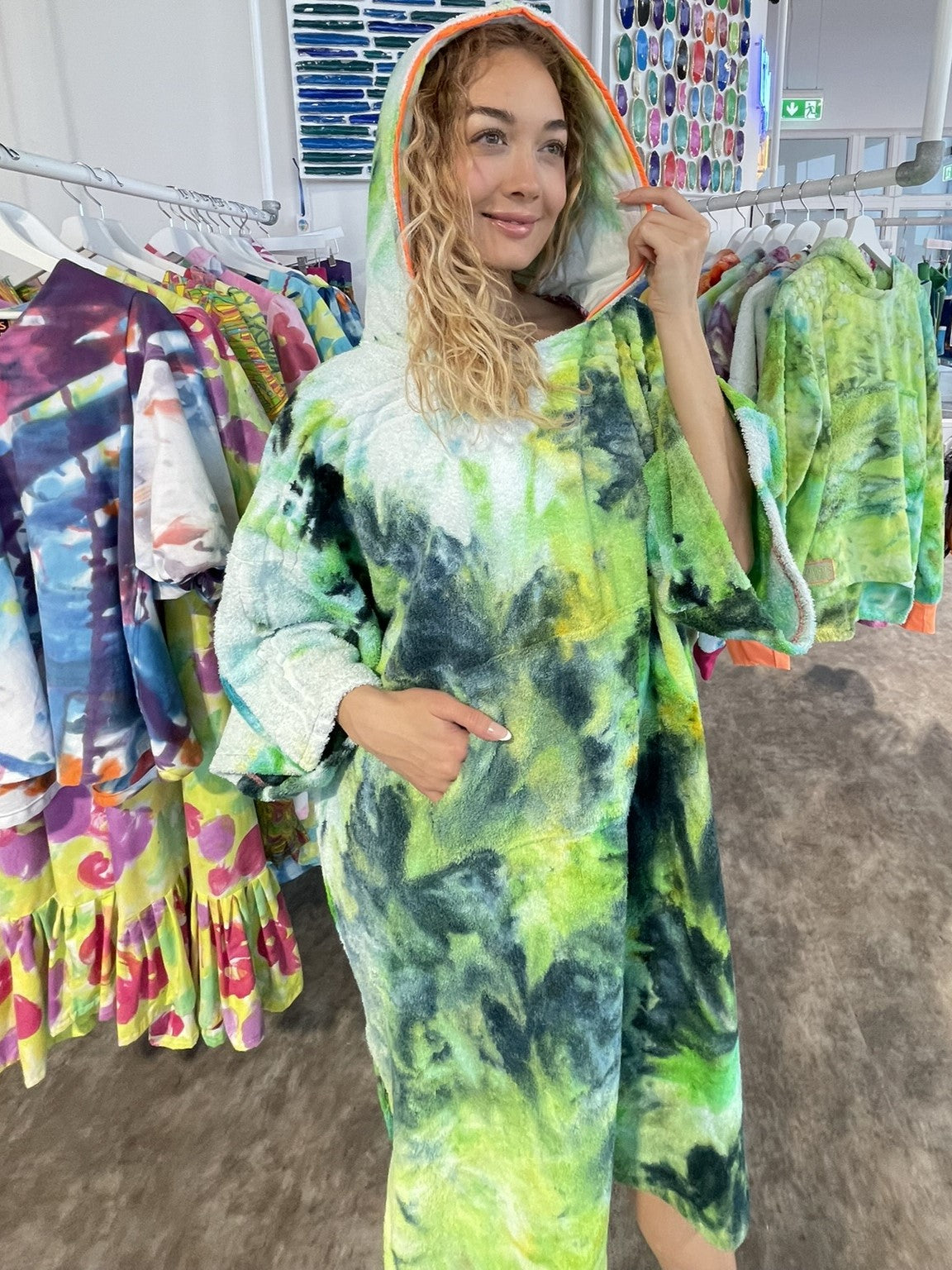 Ice-Dyed Swim Poncho / Swimrobe