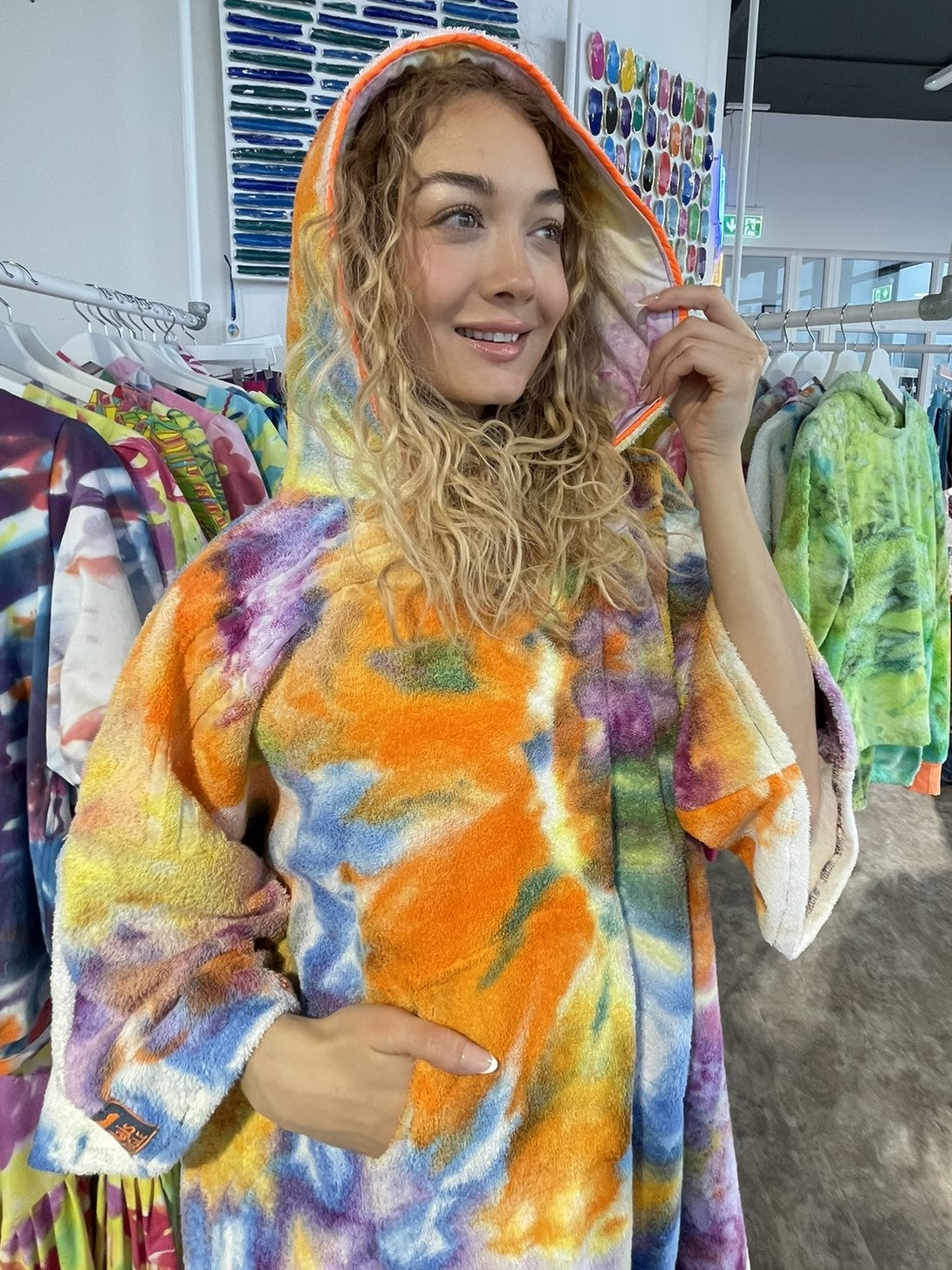 Ice-Dyed Swim Poncho / Swimrobe