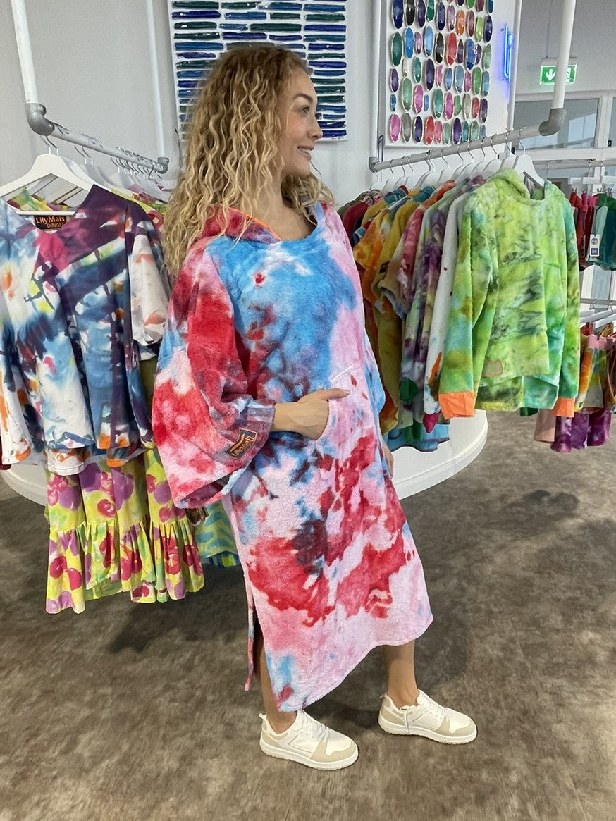 Ice-Dyed Swim Poncho / Swimrobe