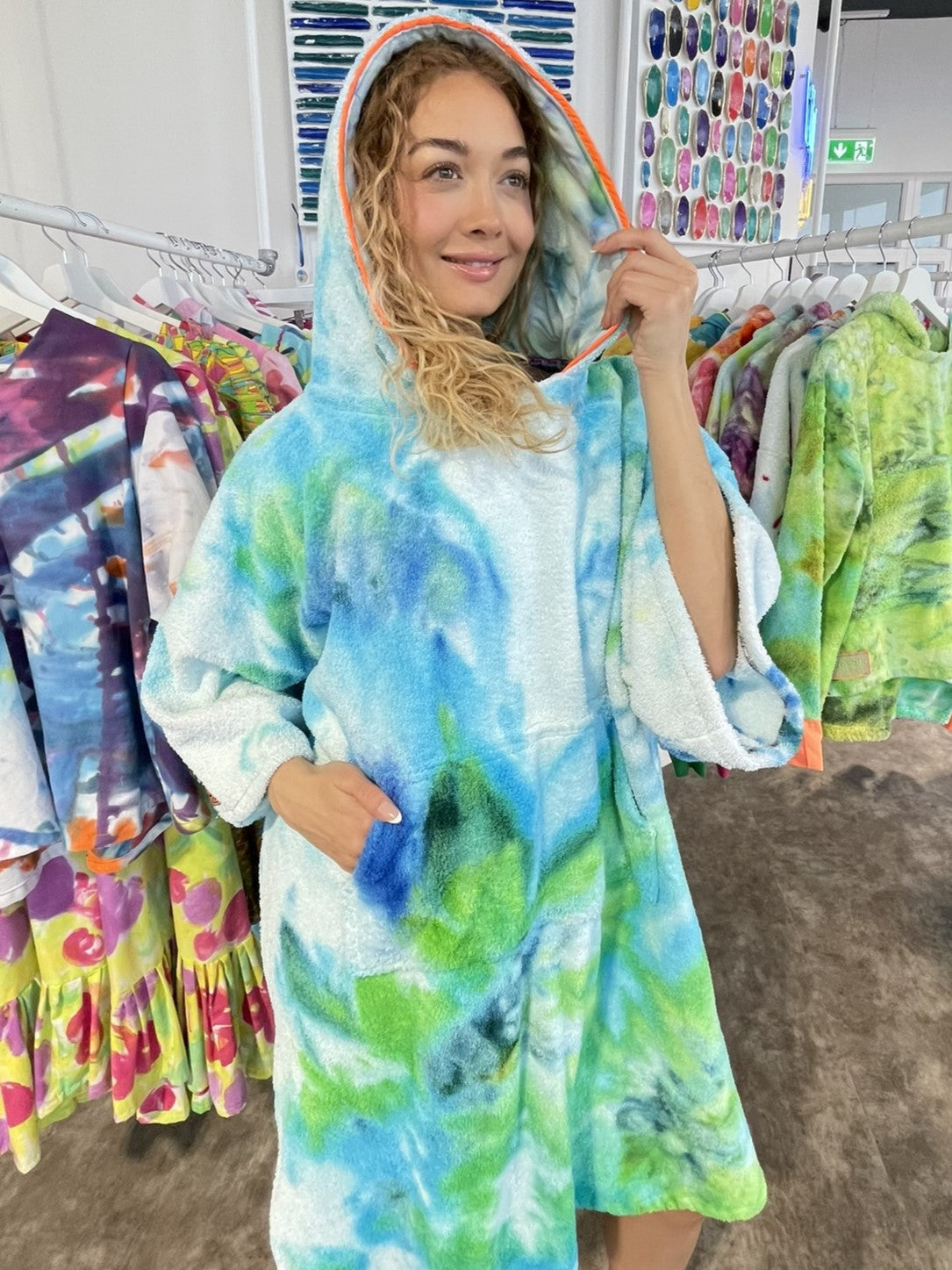 Ice-Dyed Swim Poncho / Swimrobe