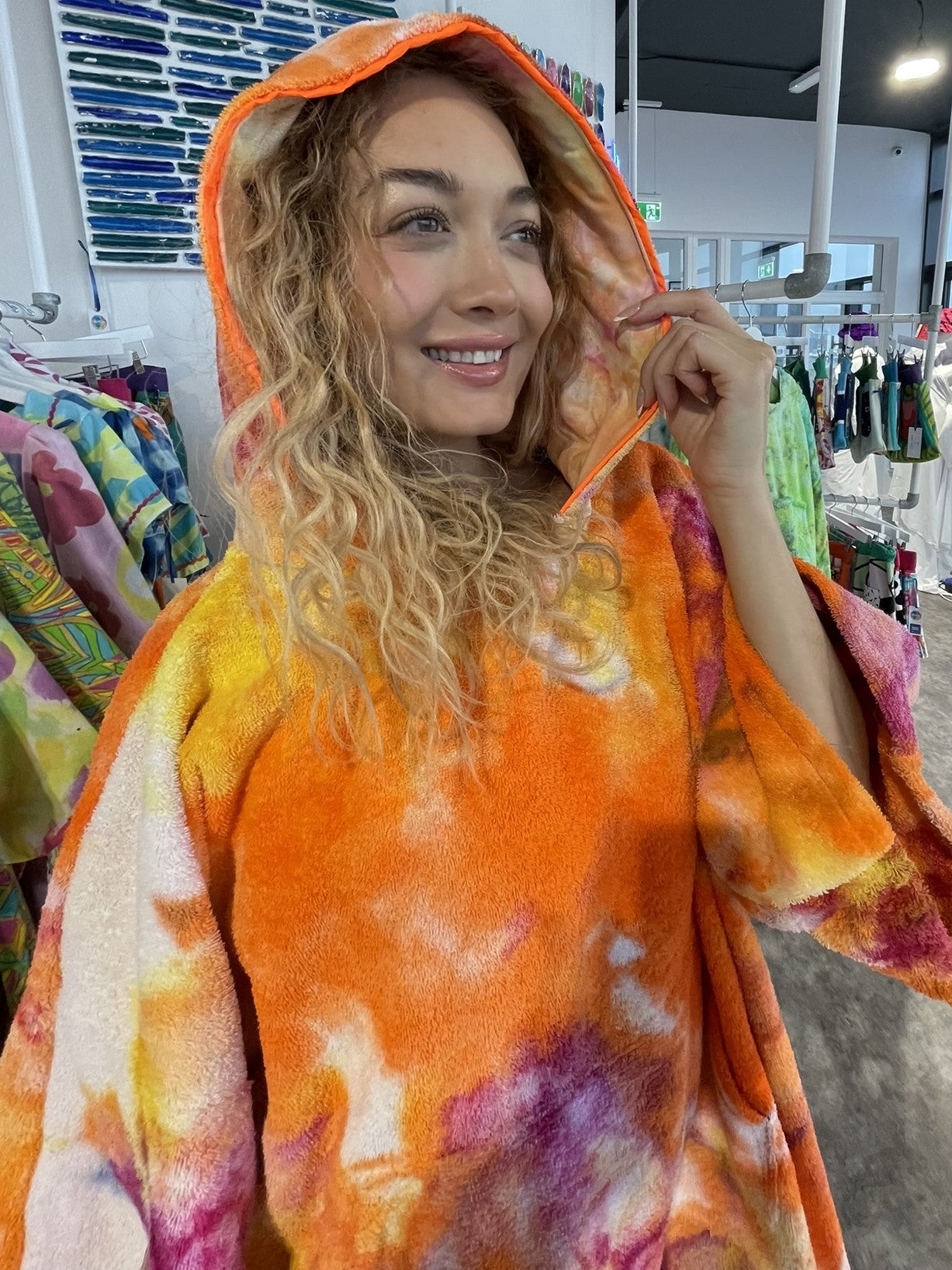 Ice-Dyed Swim Poncho / Swimrobe